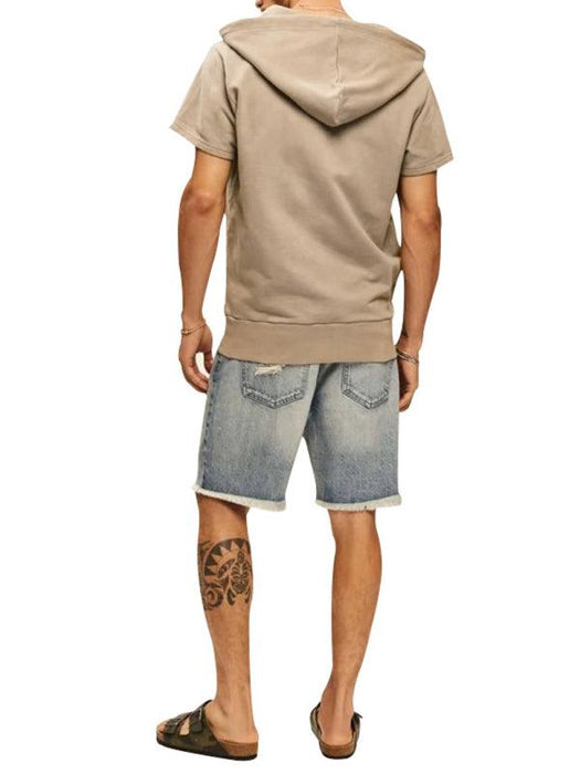 Men's Fashionable Lightweight Short Sleeve Hooded Sweatshirt for Spring and Summer