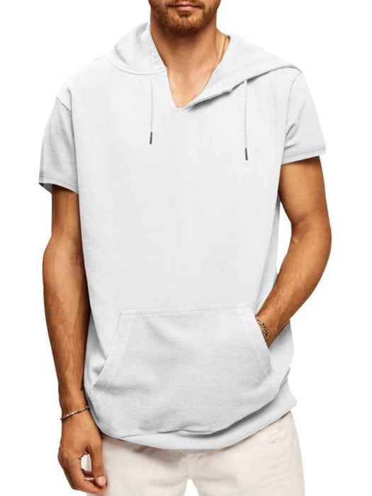 Men's Fashionable Lightweight Short Sleeve Hooded Sweatshirt for Spring and Summer