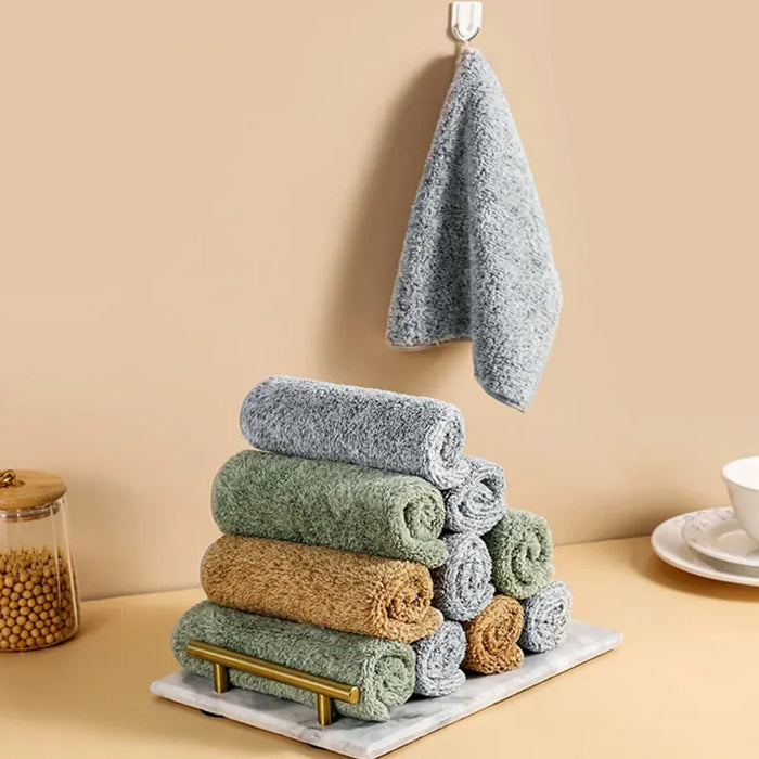 Eco-Conscious Bamboo Kitchen Towels Set - Essential Cleaning Accessories for a Green Home