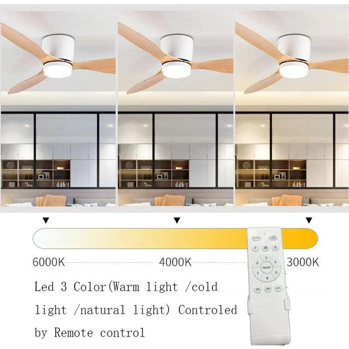 Lux&Vitae Modern Low-Profile Ceiling Fan with Remote Control - 6 Speed DC Motor