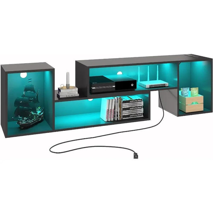 Versatile LED TV Stand with Customizable Ambiance and Organizational Solutions