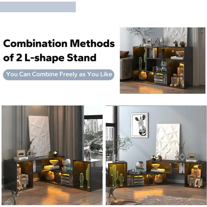 Versatile LED TV Stand with Customizable Ambiance and Organizational Solutions