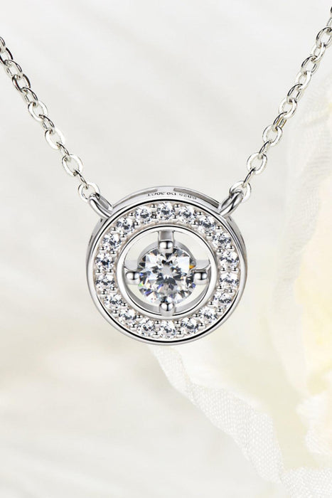 Chic Moissanite-Studded Geometric Silver Pendant Necklace