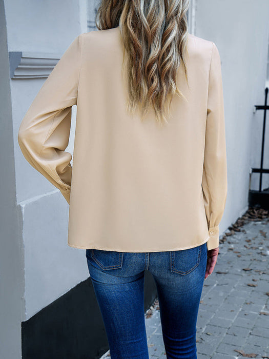 Elegant Lace-Adorned Long-Sleeve Blouse - Women's Fashionable Top
