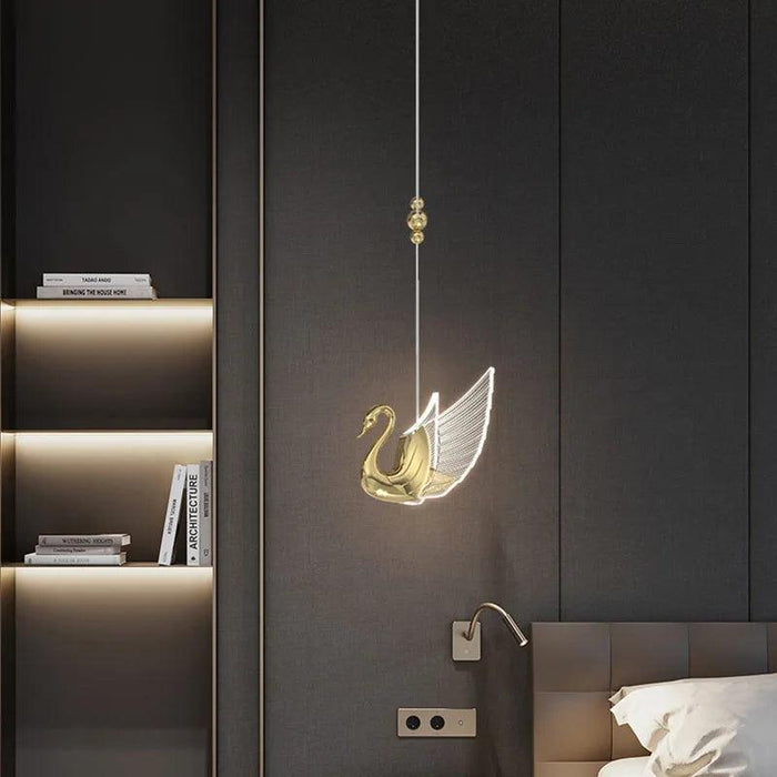 Nordic Luxury Swan Chandelier with Customizable LED Colors and Elegant Acrylic Wings