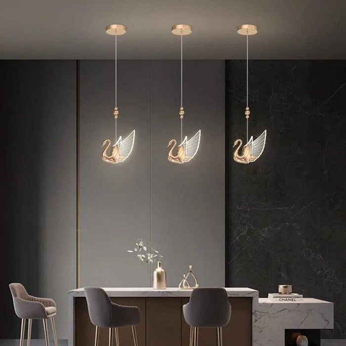 Nordic Luxury Swan Chandelier with Customizable LED Colors and Elegant Acrylic Wings