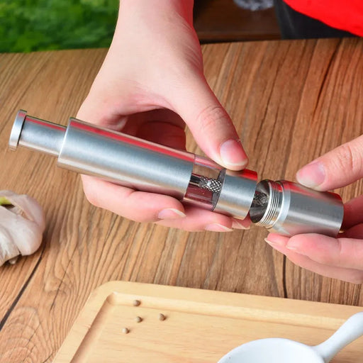 Premium Stainless Steel One-Handed Spice Grinder with Clear Window - Chef's Essential Pepper Mill