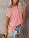 Stylish Off-Shoulder Pocket Tee: Trendy Solid Color Round Neck Shirt