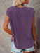 Stylish Off-Shoulder Pocket Tee: Trendy Solid Color Round Neck Shirt