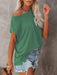 Stylish Off-Shoulder Pocket Tee: Trendy Solid Color Round Neck Shirt