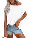 Stylish Off-Shoulder Pocket Tee: Trendy Solid Color Round Neck Shirt