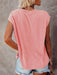 Stylish Off-Shoulder Pocket Tee: Trendy Solid Color Round Neck Shirt