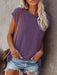 Stylish Off-Shoulder Pocket Tee: Trendy Solid Color Round Neck Shirt