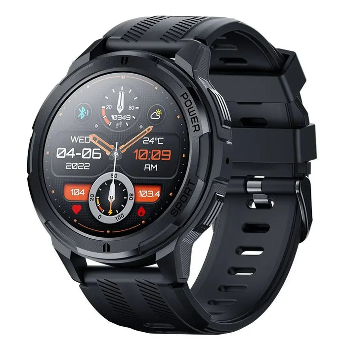 Rugged Men's Tactical Smartwatch - 1.43" AMOLED Display, Waterproof, Bluetooth Connectivity, 100+ Sports Modes, Long-lasting Battery