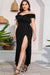 Elegant Crisscross Plus Size Off-Shoulder Dress with Slit Hem