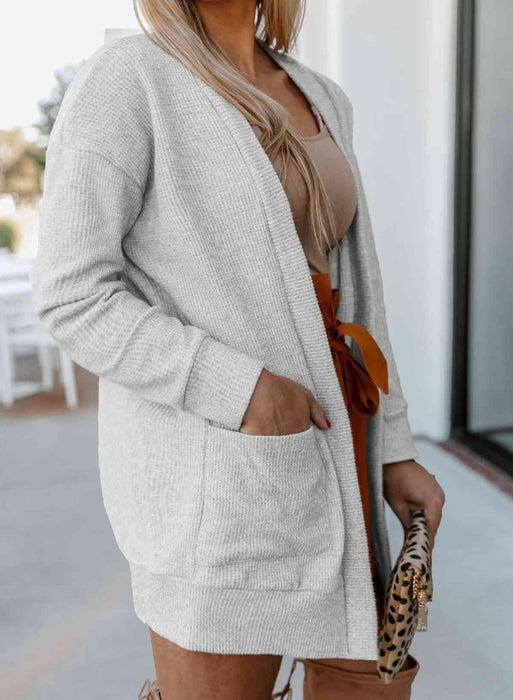 Plus Size Cozy Knit Cardigan with Pockets and Long Sleeves for Enhanced Comfort