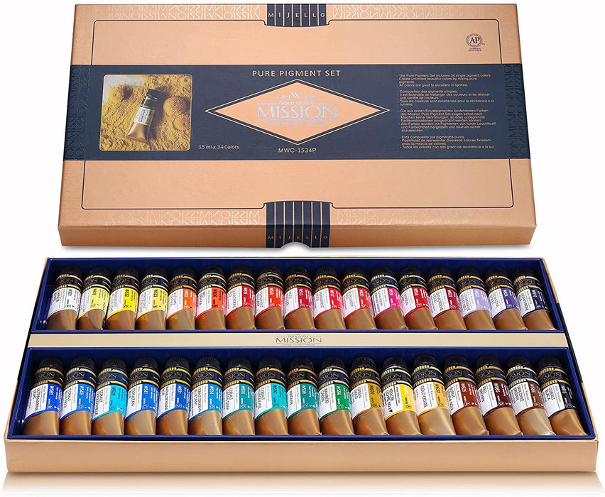 Vibrant 34-Color Pure Pigment Watercolor Set - Premium Quality in 15ml Tubes