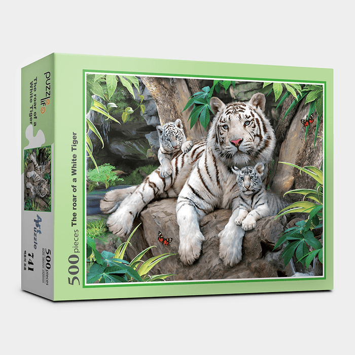 Roaring Beauty: 500-Piece Majestic White Tiger Puzzle Adventure