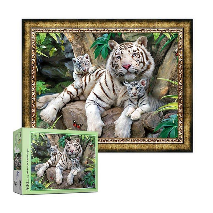 Roaring Beauty: 500-Piece Majestic White Tiger Puzzle Adventure