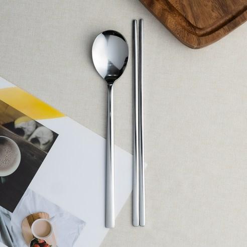 Sleek Stainless Steel Dining Utensil Set with 10 Pairs of Chopsticks and Spoons
