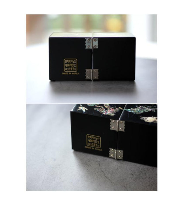 Korean Artistry: Enchanting Twin Cranes Hanji Najeon Jewelry Box - Handcrafted Masterpiece in Shiny Dark Purple