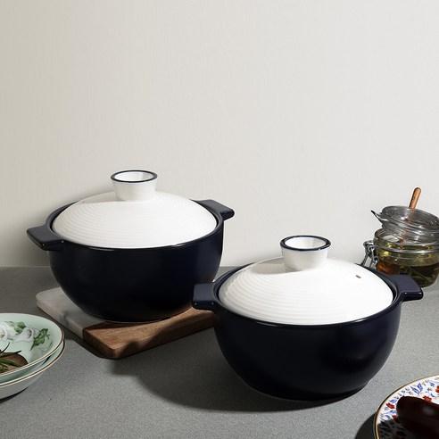 Blue Korean Ceramic Cooking Pot - Versatile and Durable (18cm)