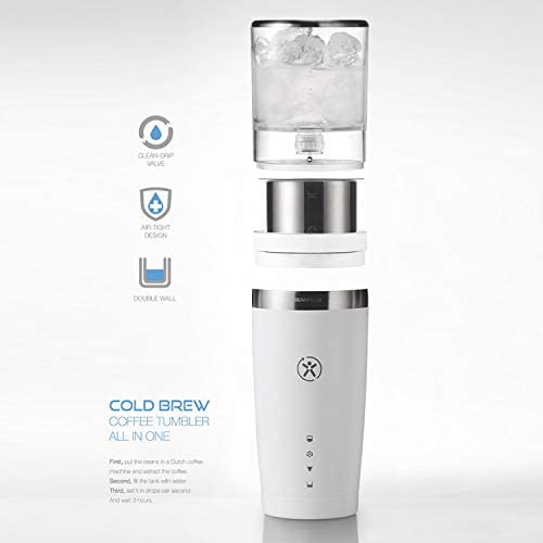 Cold Brew Coffee Maker Bundle with Insulated Stainless Steel Tumbler - White