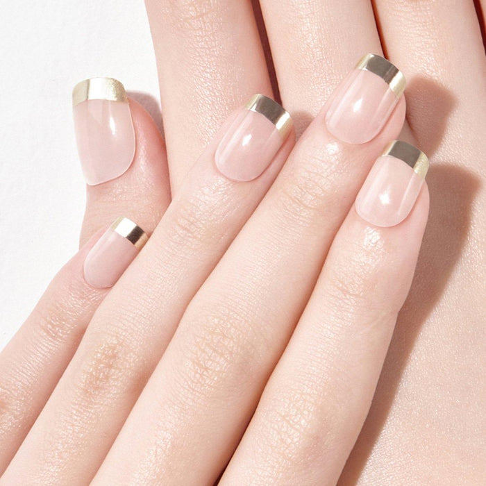 Glamorous Gold French Gel Nail Set: 30 Tips for Effortless Elegance