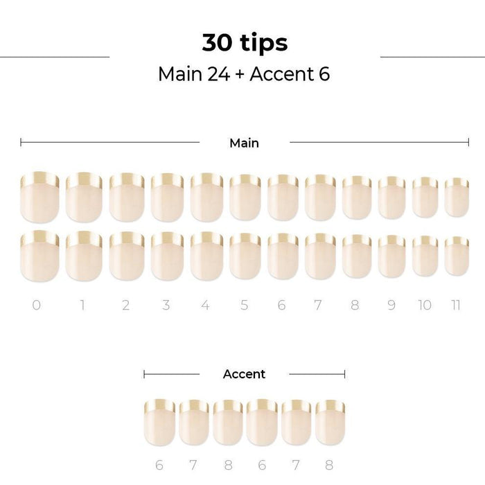 Glamorous Gold French Gel Nail Set: 30 Tips for Effortless Elegance