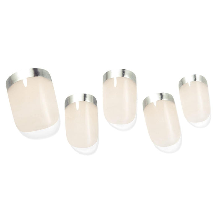 Glamorous Silver French Gel Nail Kit - Effortless Elegance for Any Occasion