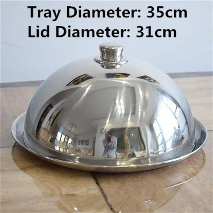 Elegant Gold 304 Stainless Steel Round Food Cover Tray for Culinary Delights