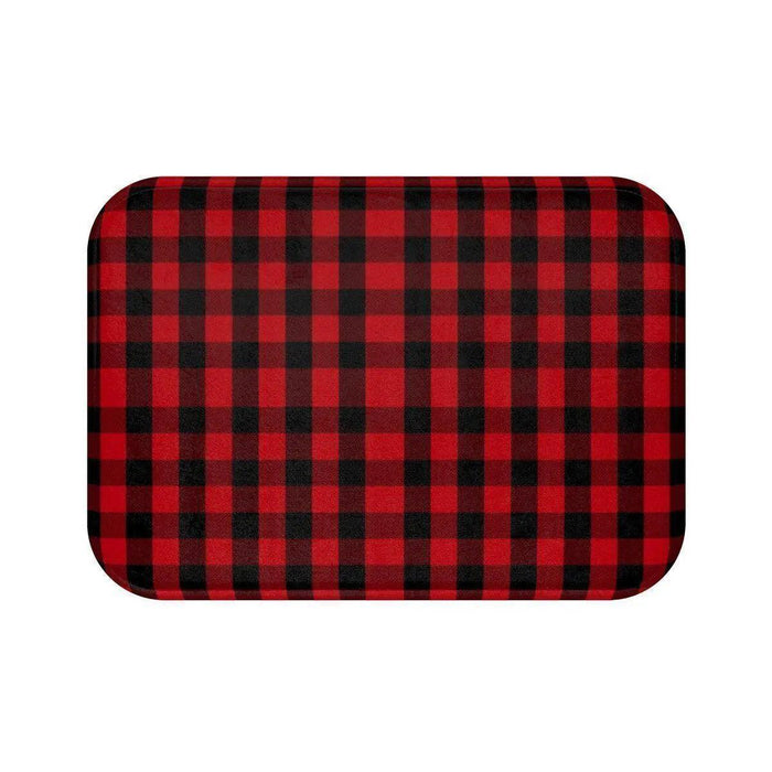 Festive Christmas Plaid Memory Foam Bath Mat with Anti-Slip Backing