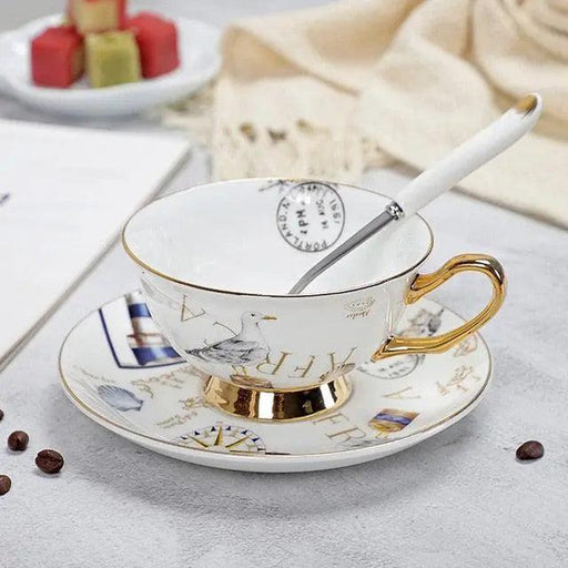 Chic Bone China Tea Cup and Saucer Duo Set with Exquisite Craftsmanship.