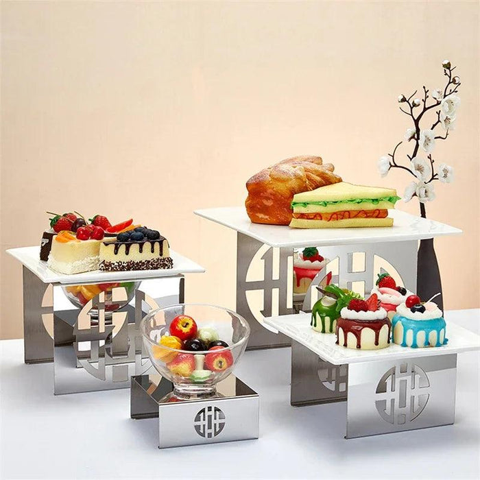 Chic Stainless Steel Dessert and Fruit Display Set - Ideal for Weddings and Special Celebrations