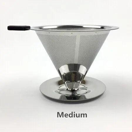 Premium Stainless Steel Coffee Filter Holder with v60 Brewing Stand - Sustainable Dripper for Enhanced Flavor