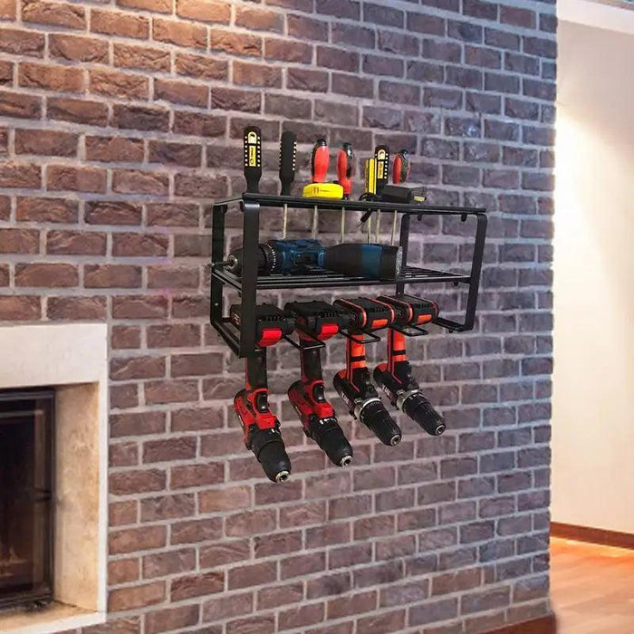 Wall-Mounted Metal Drill Storage Rack - Heavy-Duty and Easy to Install