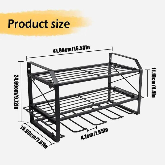 Wall-Mounted Metal Drill Storage Rack - Heavy-Duty and Easy to Install