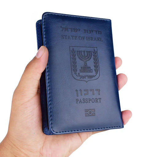 Israel RFID Passport Protector - Stylish Faux Leather Travel Wallet for Him and Her