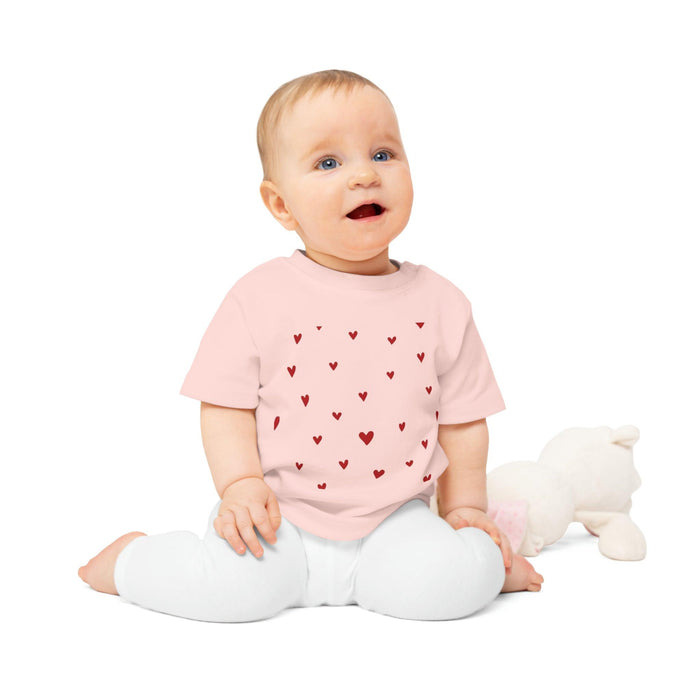 Valentine's Day Organic Cotton Baby Tee with Heart Design: Comfort Meets Elegance