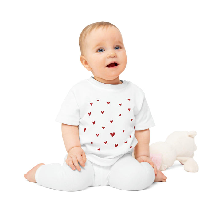 Valentine's Day Organic Cotton Baby Tee with Heart Design: Comfort Meets Elegance