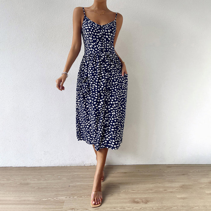 Spring summer polka dot print bohemian print dress skirt for women