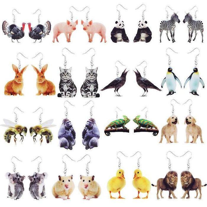 Enchanting Animal Delights: Playful Acrylic Earrings Set for Women