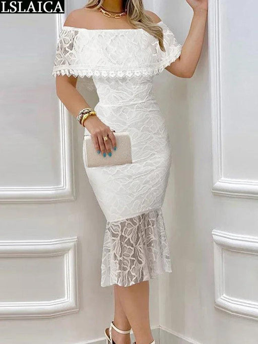 Chic Summer Lace Midi Dress - Perfect for Elegant Gatherings