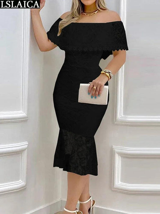 Chic Summer Lace Midi Dress - Perfect for Elegant Gatherings