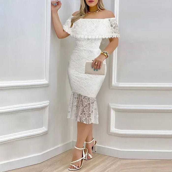 Chic Summer Lace Midi Dress - Perfect for Elegant Gatherings