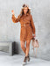 Stylish Corduroy Long-Sleeve Dress with Adjustable Waist Belt - Women's Casual Chic Fashion