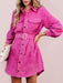 Stylish Corduroy Long-Sleeve Dress with Adjustable Waist Belt - Women's Casual Chic Fashion