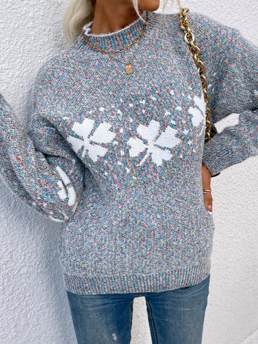 Snowflake Knit Turtleneck Sweater - Cozy Winter Women's Pullover