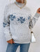 Festive Snowflake Pattern Turtleneck Pullover Sweater - Cozy Winter Essential