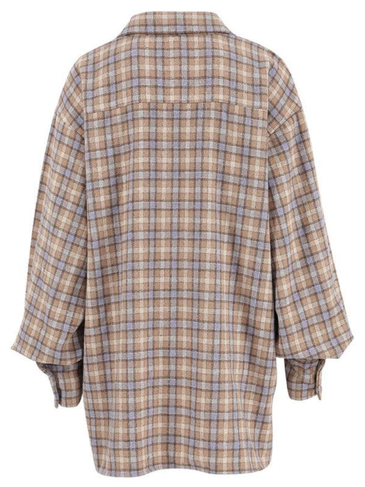 Chic Vintage Plaid Oversized Shirt Jacket - Timeless Style for Women